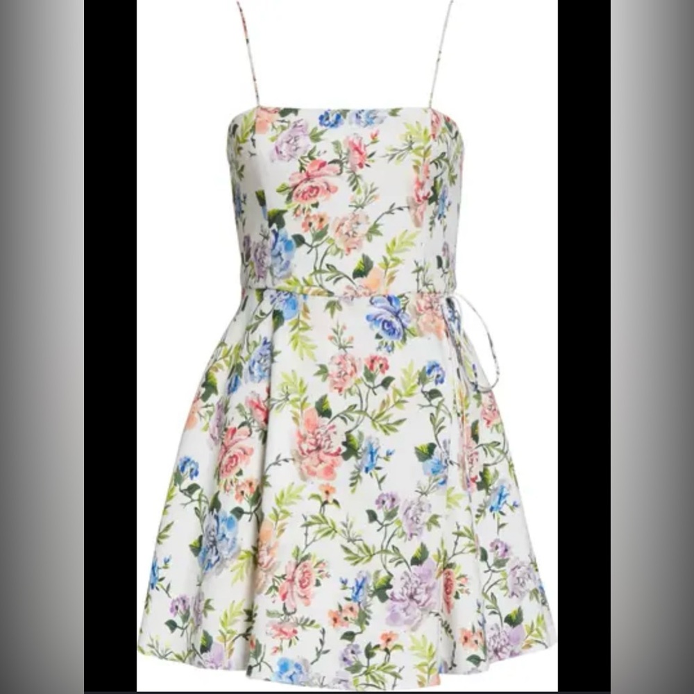 Alice + Olivia White Floral Spaghetti Strap Sundress